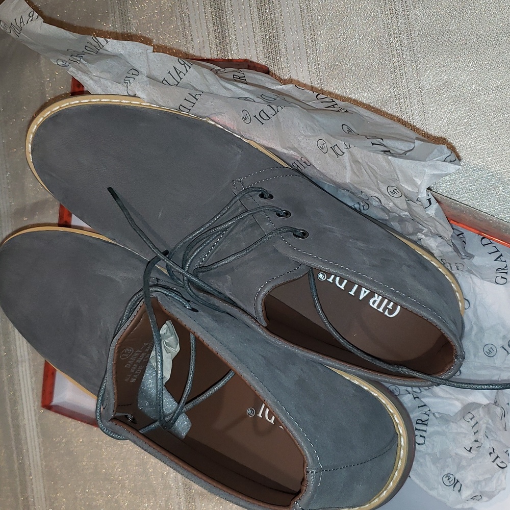 Giraldi NEW 'Danny-4' Chukka Boots Faux Suede NIB Grey Men's 13 - Picture 7 of 16